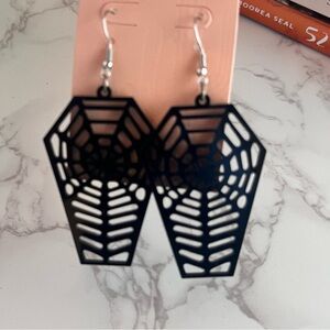 Coffin Spider Web Earrings